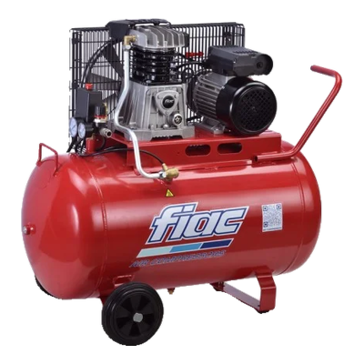 Compressor FIAC 100 litros AB 100/3-3-MC vermelho com bomba de correia e motor, vista em perspetiva