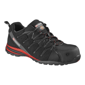 Sapato de segurança Dickies Trek preto e vermelho
