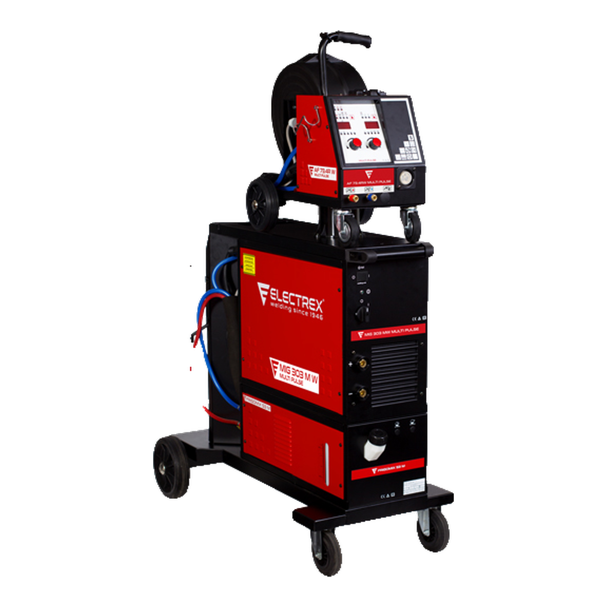 Electrex MIG 303 MW Multi Pulse – soldadura MIG pulsada Electrex MIG 303 MW Multi Pulse com carro e refrigeração