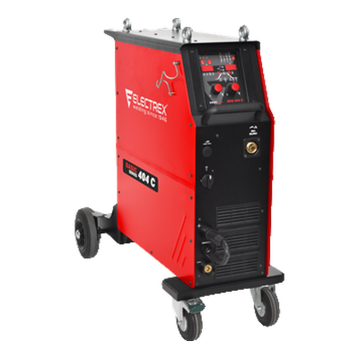 Electrex MIG 404 C BASIC, máquina de soldar MIG/MAG vermelha e preta com rodas