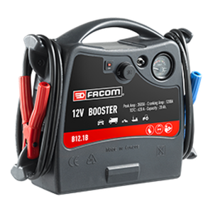 Booster de arranque Facom B12.1B 12V com pinças vermelha e preta