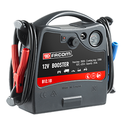 Booster de arranque Facom B12.1B 12V com pinças vermelha e preta