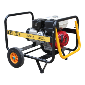 Gerador Ayerbe 5000 H-MN a gasolina com motor Honda GX 270, chassis em tubo, rodas e pega