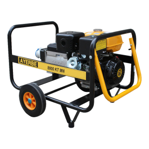 Gerador Ayerbe 8000 KT MN a gasolina com motor Kiotsu KT-420, chassis em tubo, rodas e pega