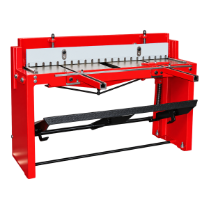 Guilhotina manual Holzmann TBS1320 de pedal, vermelha, com mesa e batente