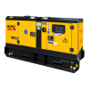 Gerador diesel trifásico KPC KX45S3 amarelo e preto com painel de comando