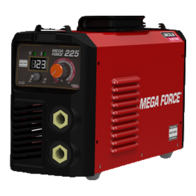Máquina de soldar Lincoln Mega Force 225 vermelha e preta
