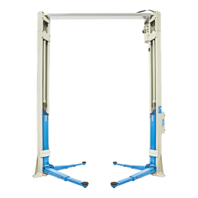 Elevadores eletro-hidráulicos OMCN de 2 colunas, modelo cinzento e azul