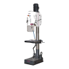 Engenho de furar DH 32GSV Optimum branco com cabeça de engrenagens, mesa rotativa e base com ranhuras