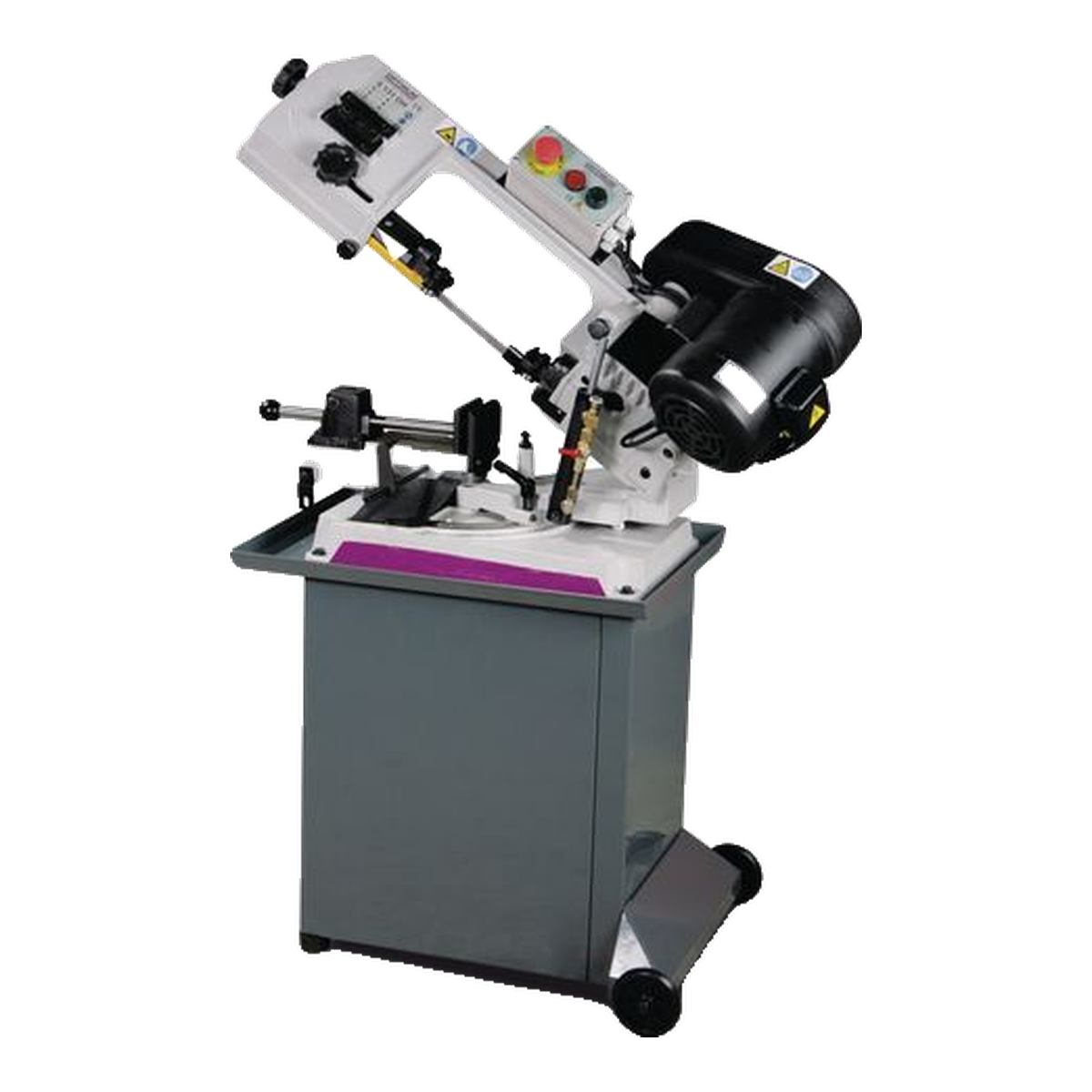 Optimum OPTIsaw S 131GH – serra de fita para metal OPTIsaw S 131GH, serra de fita para metal Optimum sobre base com rodas