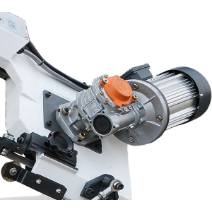 Motor e caixa de engrenagens da serra de fita Optimum SD 200G, vista de pormenor
