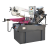 Serra de fita SD 351AV Optimum semiautomática com arco branco, painel de comando, aperto magenta e base cinzenta
