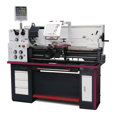 Torno mecânico TH 3309D Optimum com visor digital de 3 eixos, bucha e móvel com gavetas