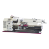 Torno de bancada TU 2406V Optimum branco com bucha de três grampos, carro e contraponto, vista de frente