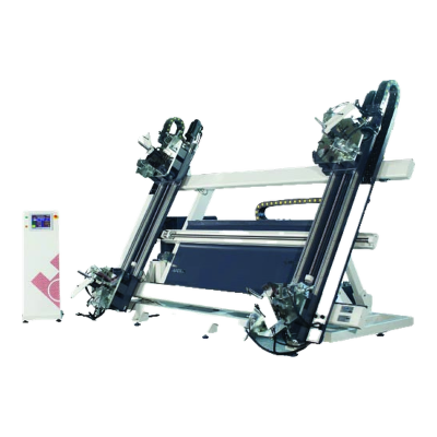 Apex IV da OZ Machine, cravadora de cantos hidráulica de quatro cabeças para alumínio
