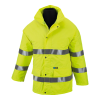 Parka de alta visibilidade amarela com faixas refletoras