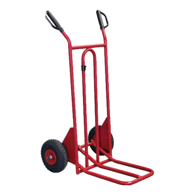 Porta-cargas em aço vermelho com rodas pneumáticas