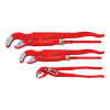 Conjunto de alicates Rothenberger vermelhos: dois alicates de tubo de canto e alicate Wapu SP 10