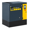 Compressor de parafuso Schneider AirMaster AM B 11-10 sobre base, com painel amarelo