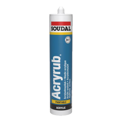 Selante acrílico Soudal Acryrub em cartucho de 310 ml
