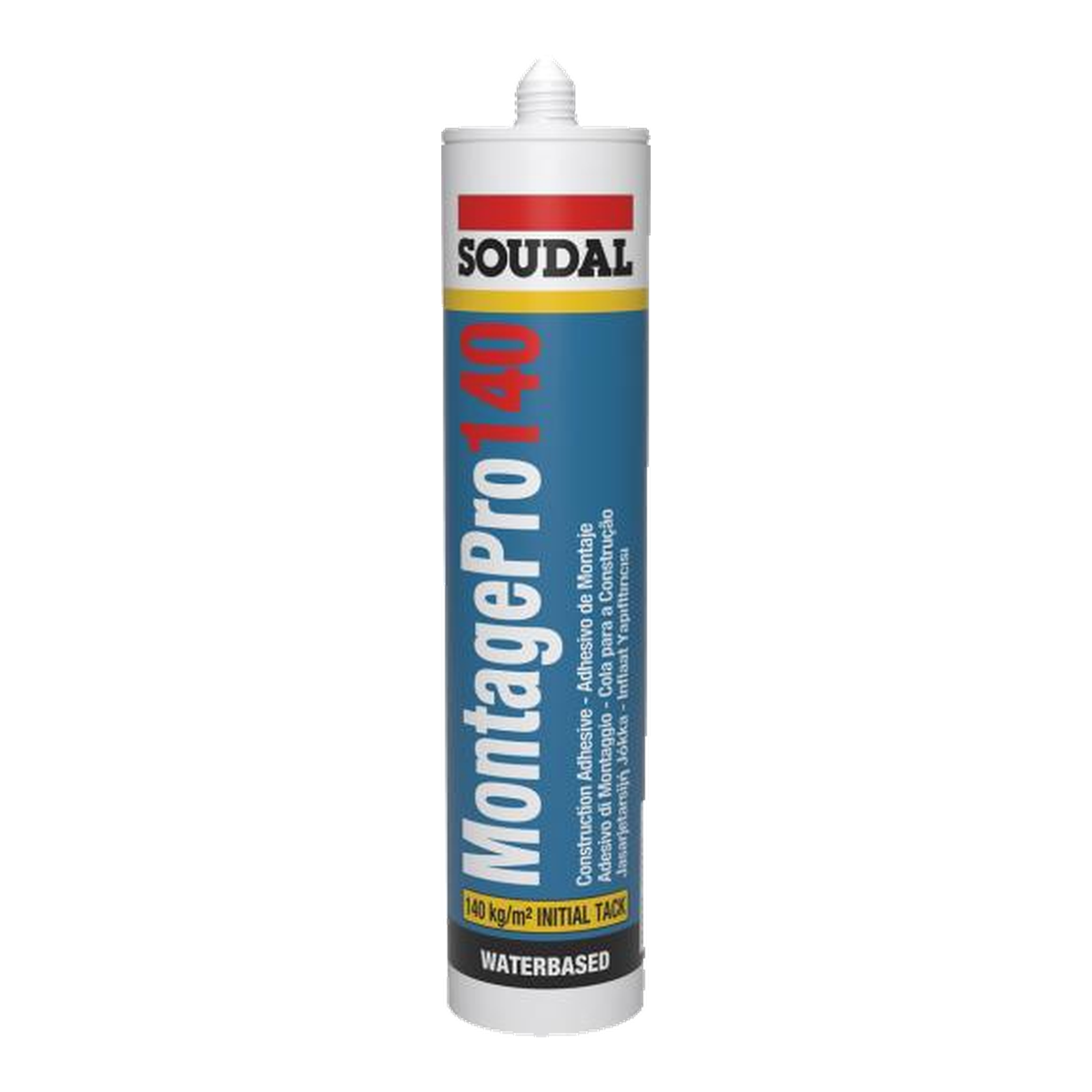 Soudal Montagepro 140 – cola de montagem Cola de montagem Soudal Montagepro 140 em cartucho