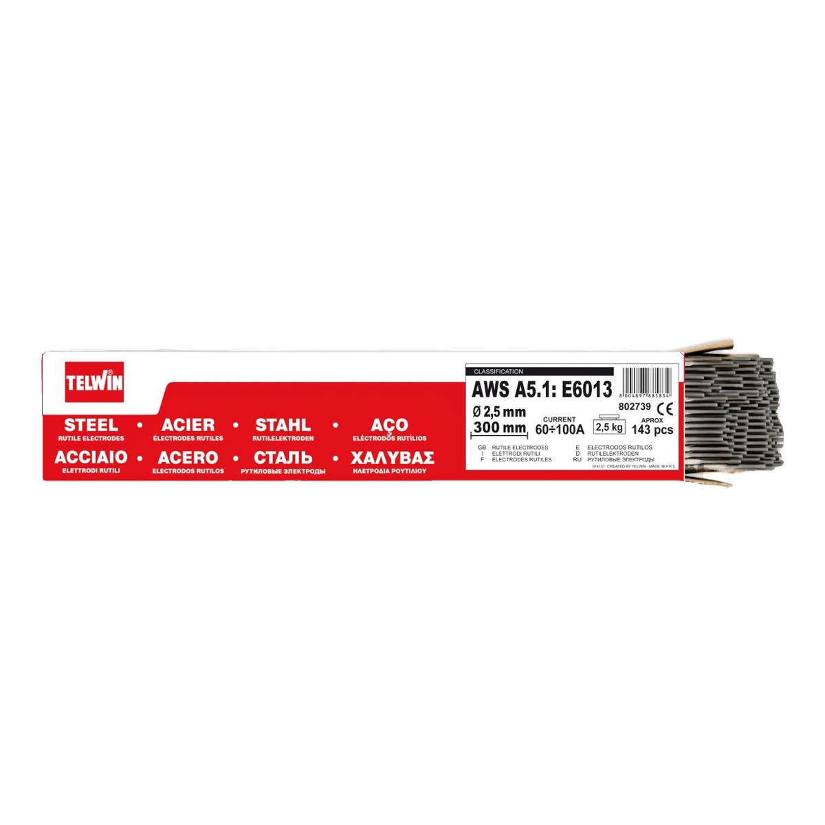 Telwin E6013 – elétrodos rutílicos de 2,5 mm Caixa de elétrodos rutílicos Telwin E6013 de 2,5 mm