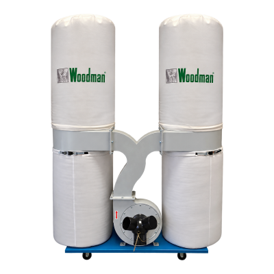 Aspirador industrial trifásico Woodman com 2 sacos brancos e ventilador
